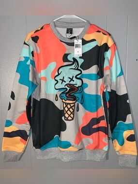 Screenshot Men's Multicolor Camouflage Graphic Print Pullover Sweatshirt Small